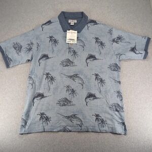 Boca‎ classics Shirt Mens 2XL Blue Hawaiian Polo Fishing Island Aloha Outdoor